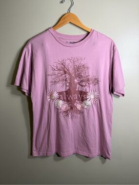 Harry Potter Always Tree Graphic Tee Womens Small Mauve Embroidered Daisy Shirt